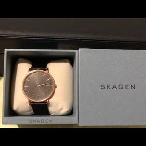 Skagen Hagen Slim Black Leather Watch